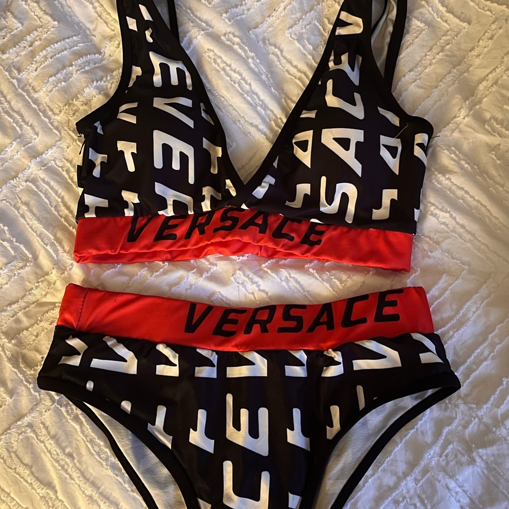 Versace Black and Red Bikini Set